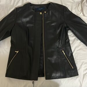 NWT Cole Haan Collarless Leather Moto Jacket